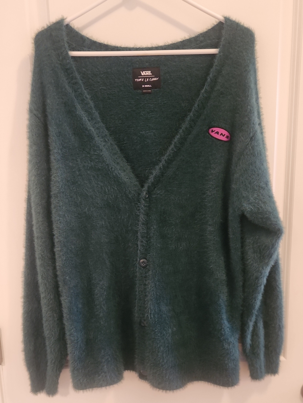 Vans Teal Fuzzy Button-Up Cardigan